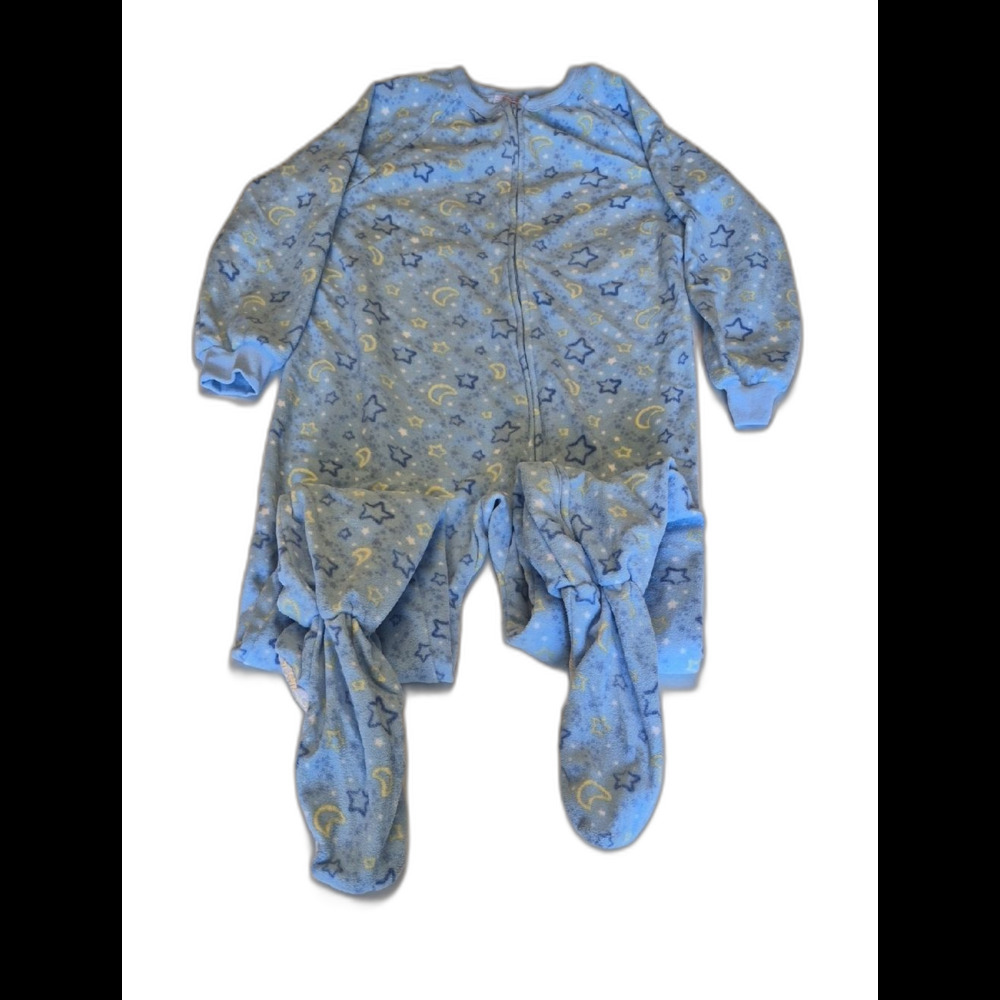 Girls Size 10 Blue Star Moon Fleece Footed Sleeper Pajamas One-Piece Onesie